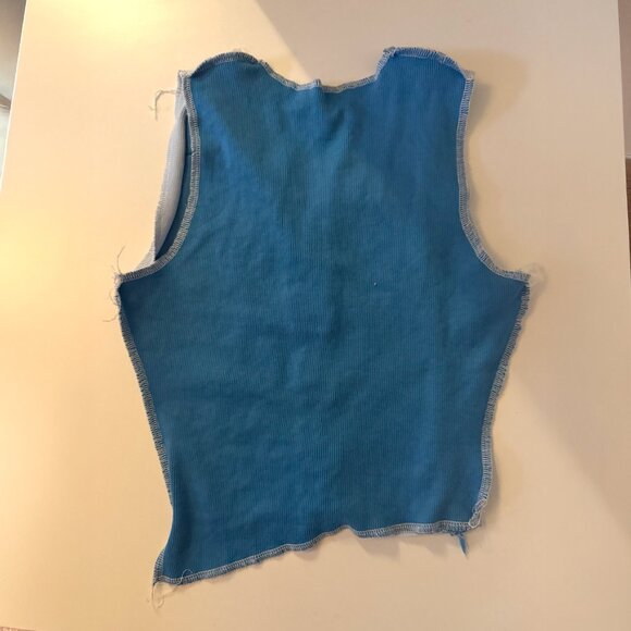 Reworked Patchwork Corset-Style Top – Blue Rib Knit - Picture 2 of 2